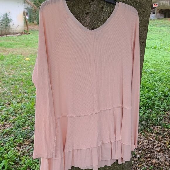 True craft light pink long frill blouse - Picture 3 of 5
